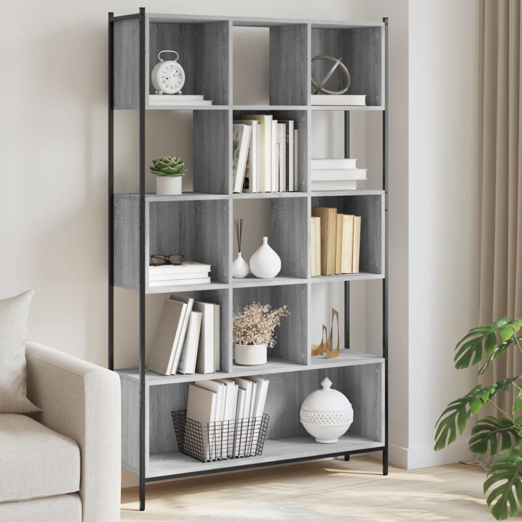 Bibliothèque pour Séjour en Bois Gris H. 172 x l. 102 x P. 28 cm - 2