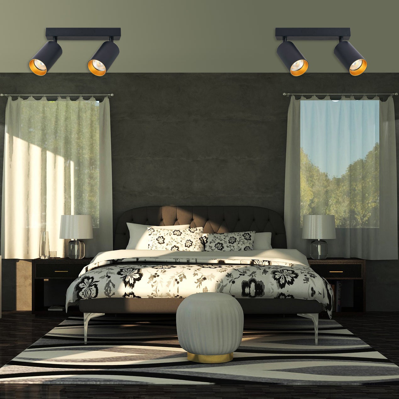 Lampa sufitowa Kinkiet podwójny GU10 LED Eris Gold regulowany czarny złoty MasterLED - 2