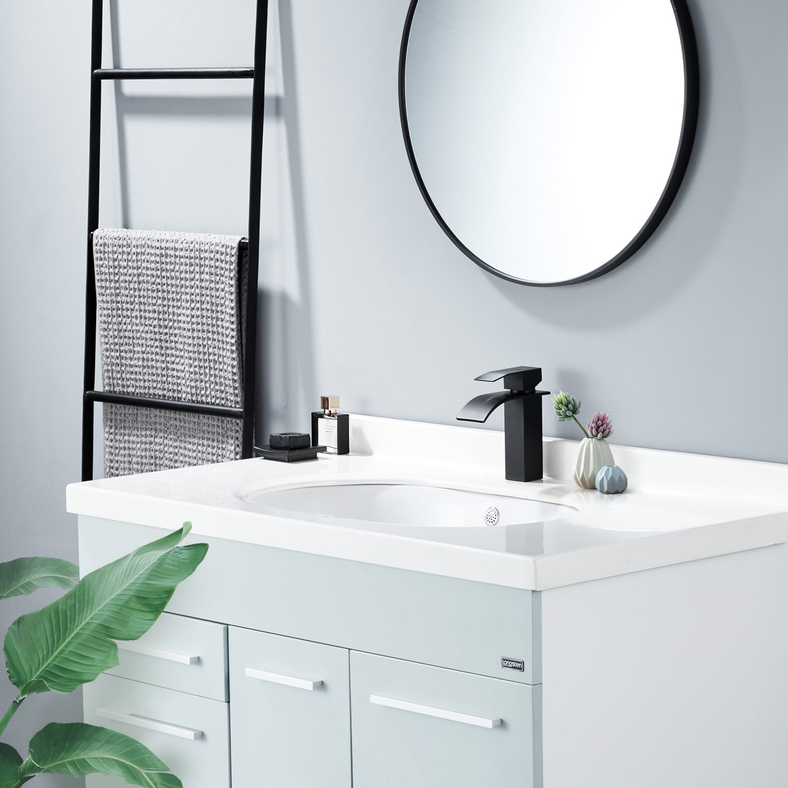 Noir Robinet Cascade pour Lavabo Mitigeur Salle de Bain en Acier Inox Mitigeur Lavabo avec Levier Unique - 9