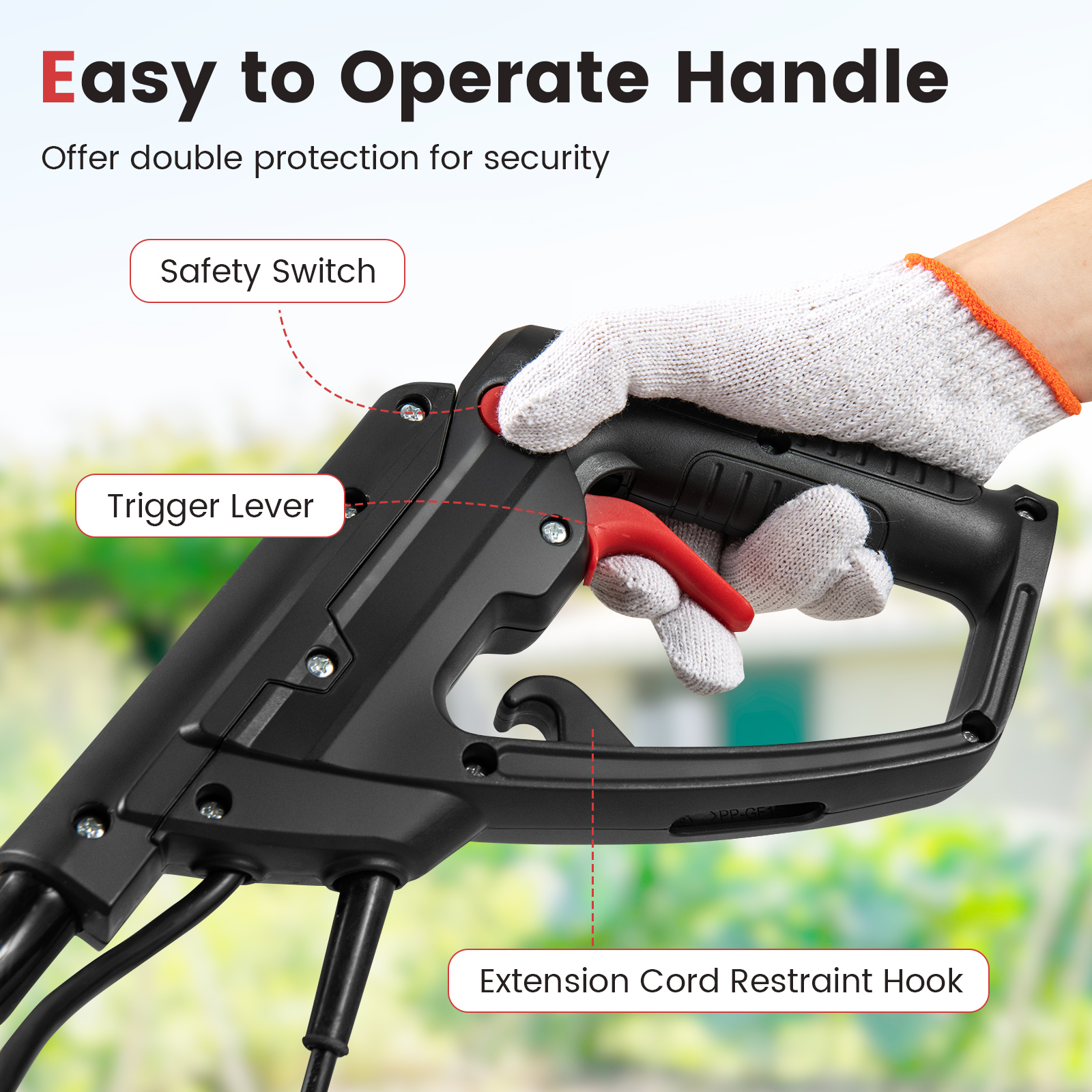 Motozappa Elettrica a Filo, Zappatrice da Giardino con Manico Ergonomico e Motore Forte, Motocoltivatore Pieghevole per Scavare Terreno del Prato (32, - 7