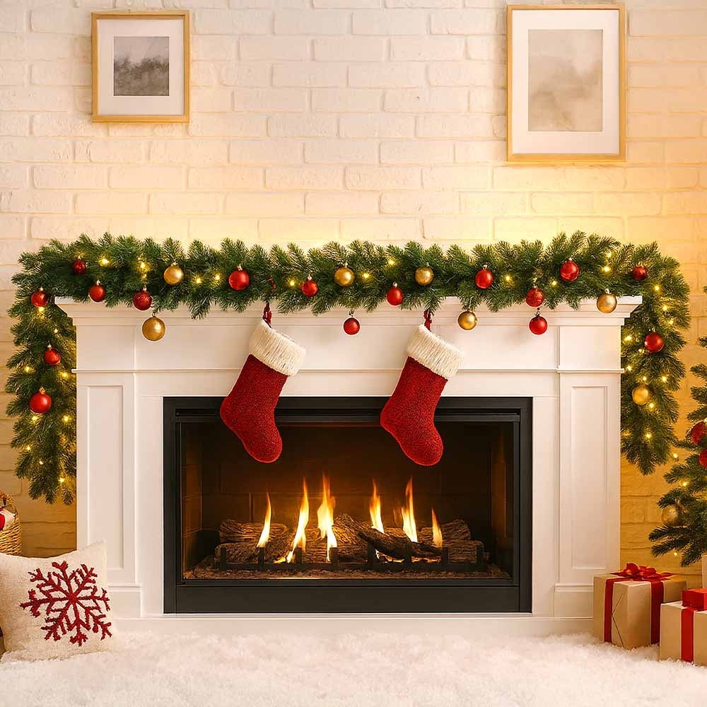 Guirlande de Noël géante en sapin artificiel 275cm - 300 branches - Déco intérieure et extérieure - 4