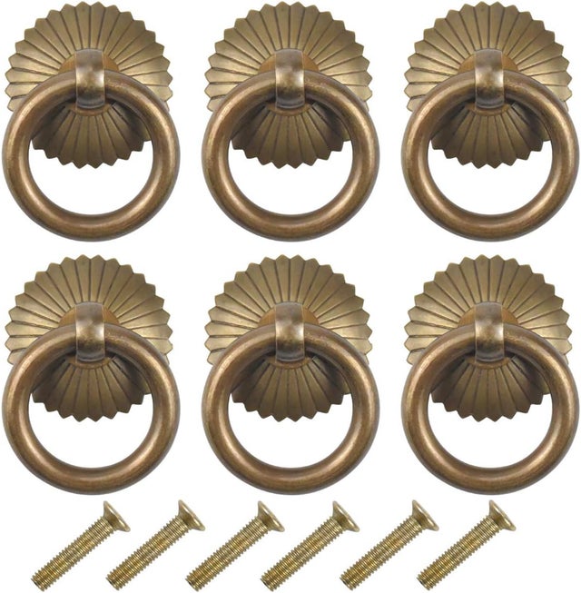 (Bronze antique) Lot de 6 poignées de meubles vintage, poignées de tiroir pour portes de cuisine, d'armoire et de commode