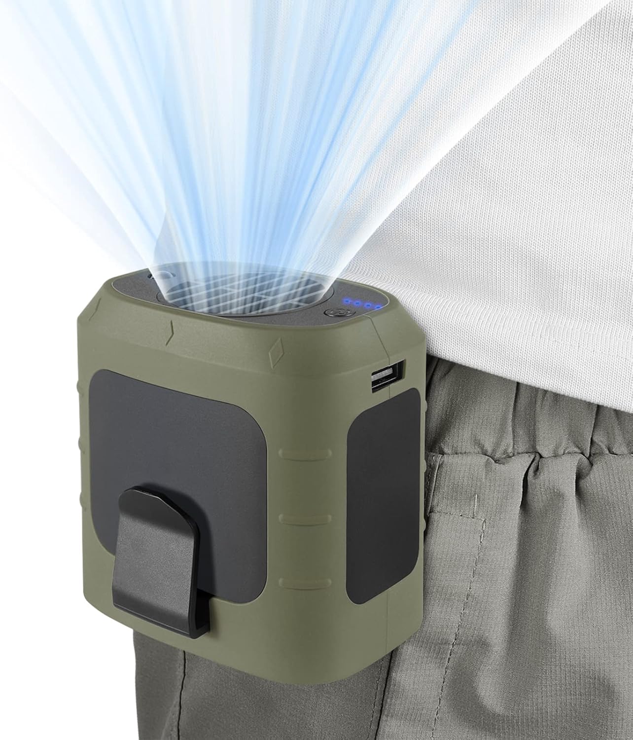 (Pionowy) Wentylator USB o pojemności 8000 mAh, przenośny wentylator osobisty do paska, do kurtki klimatyzacyjnej