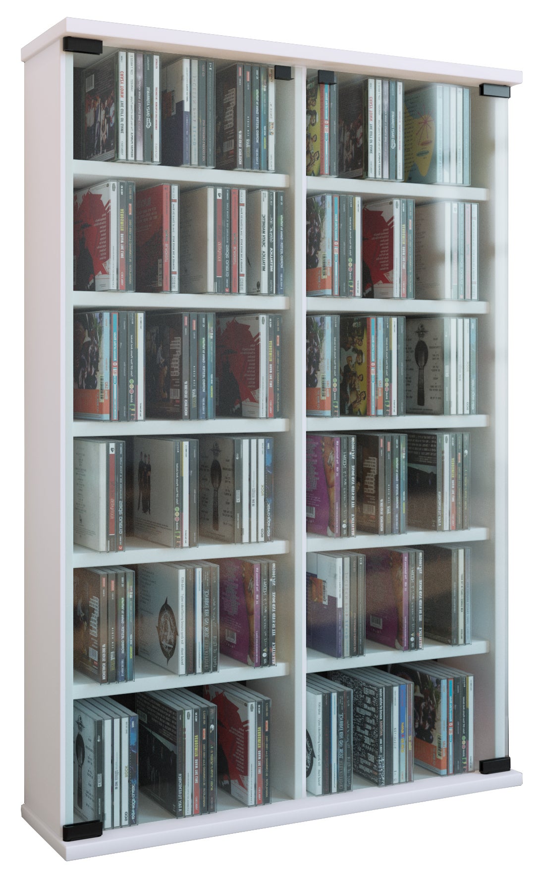 VCM Płyta CD / DVD Media Shelf Roma Biały H. 92 x B. 60 x T. 18 cm