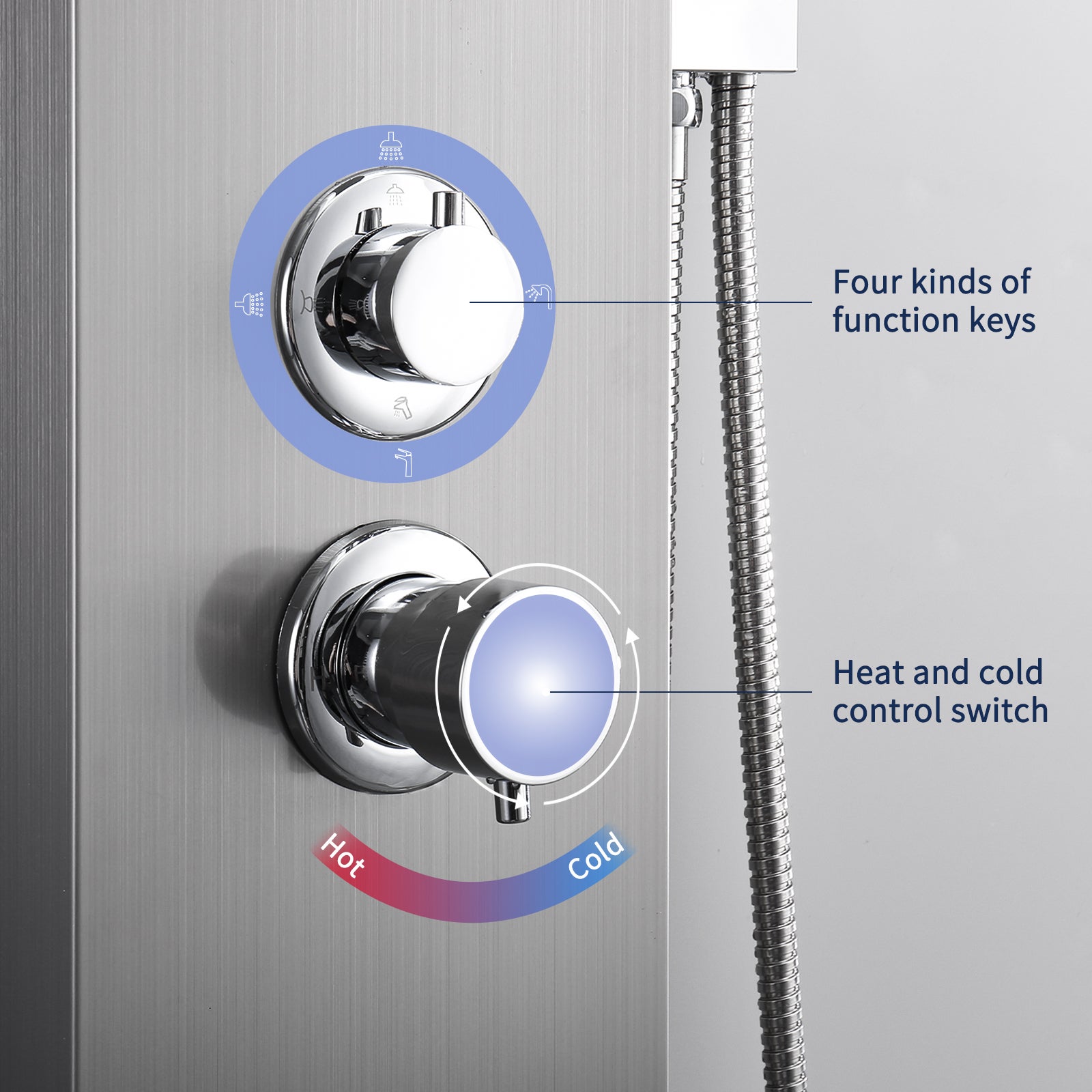 Homelody Colonne de Douche Hydromassante, Panneau de Douche Multifonction en Acier Inox a Montage Mural - 3