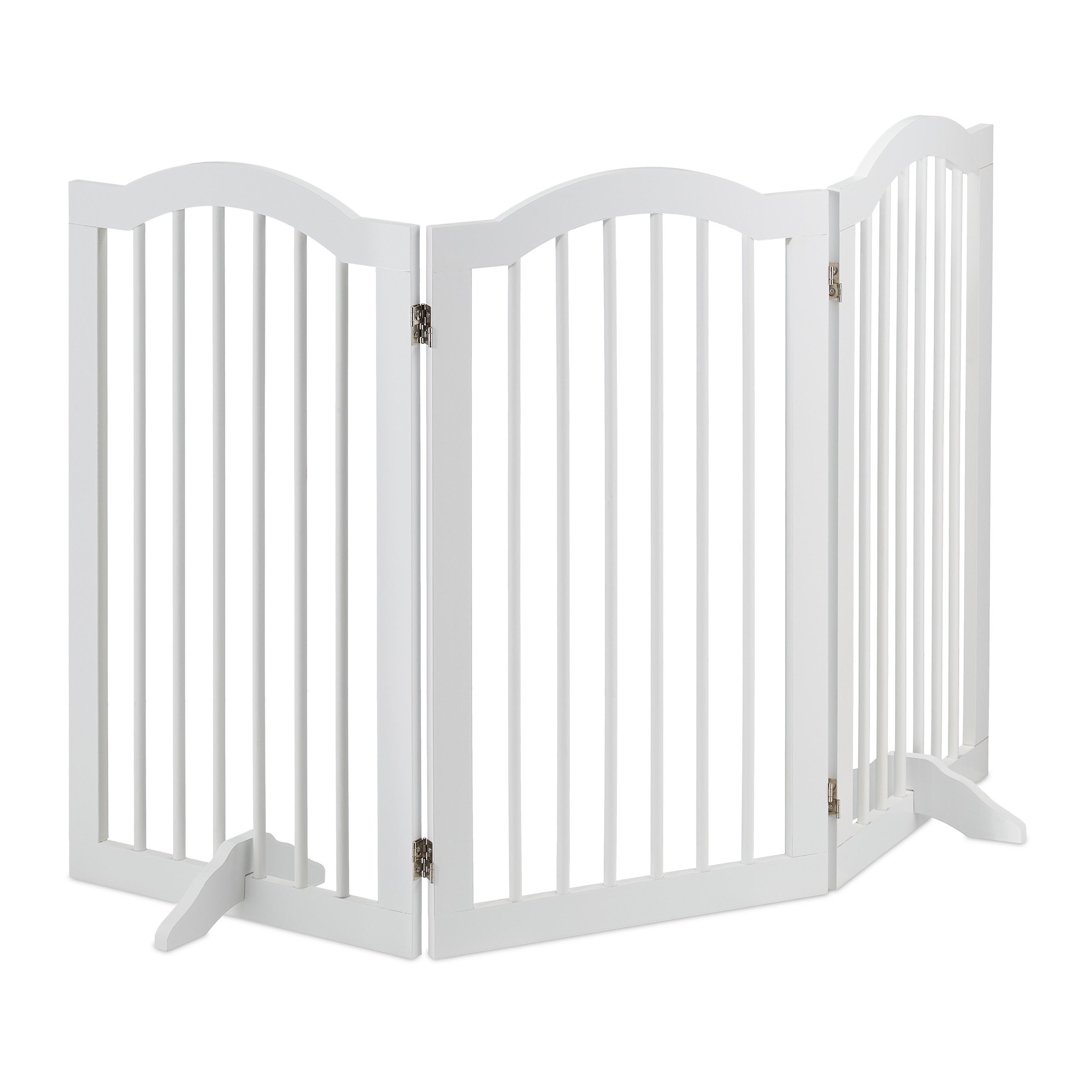 Barrera seguridad perros, 3 paneles, alto 92 cm, valla protección mascotas, plegable, 92x154 cm, blanca, relaxdays