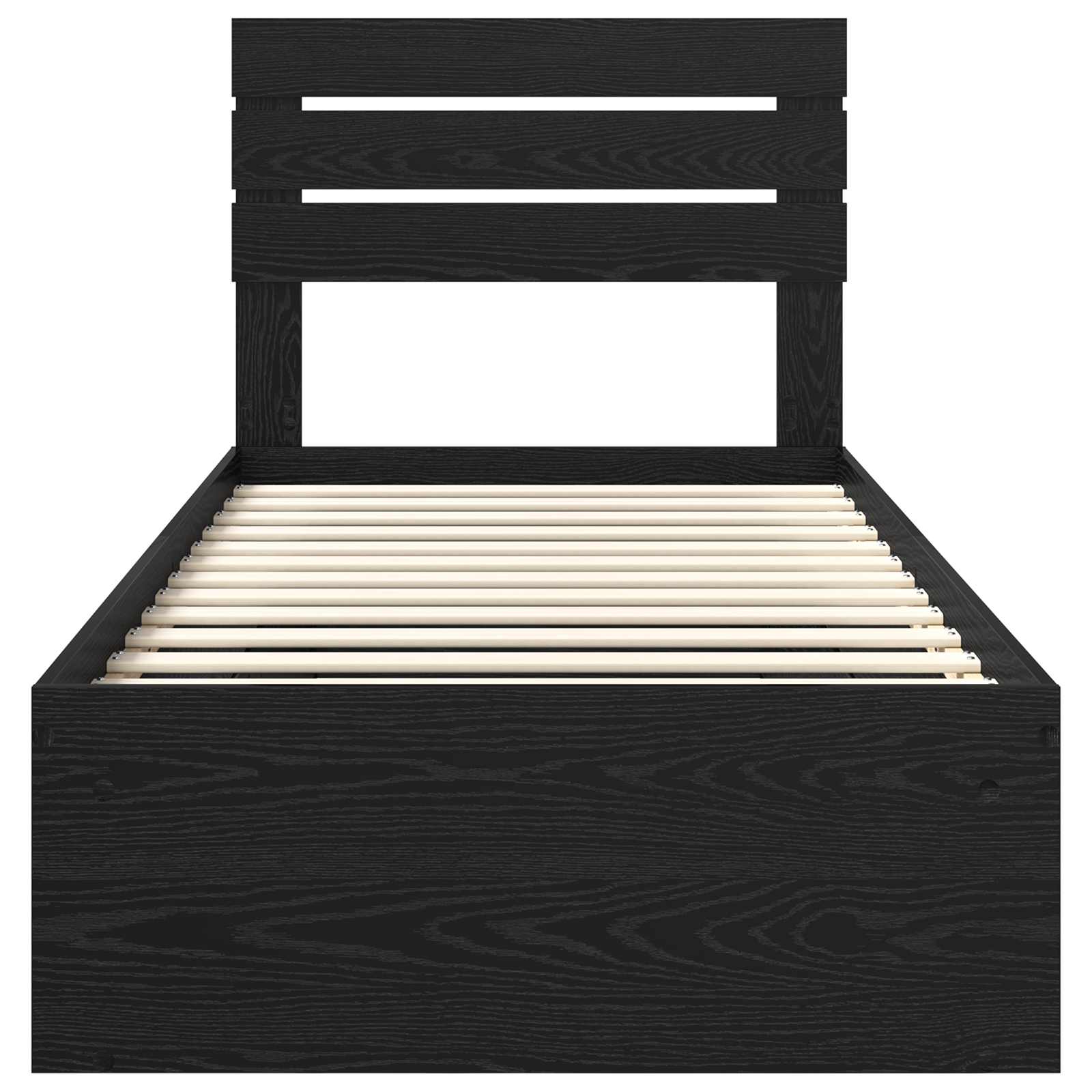 Cadre de lit chêne noir en pin massif pour la chambre, 75 × 190 cm - 7
