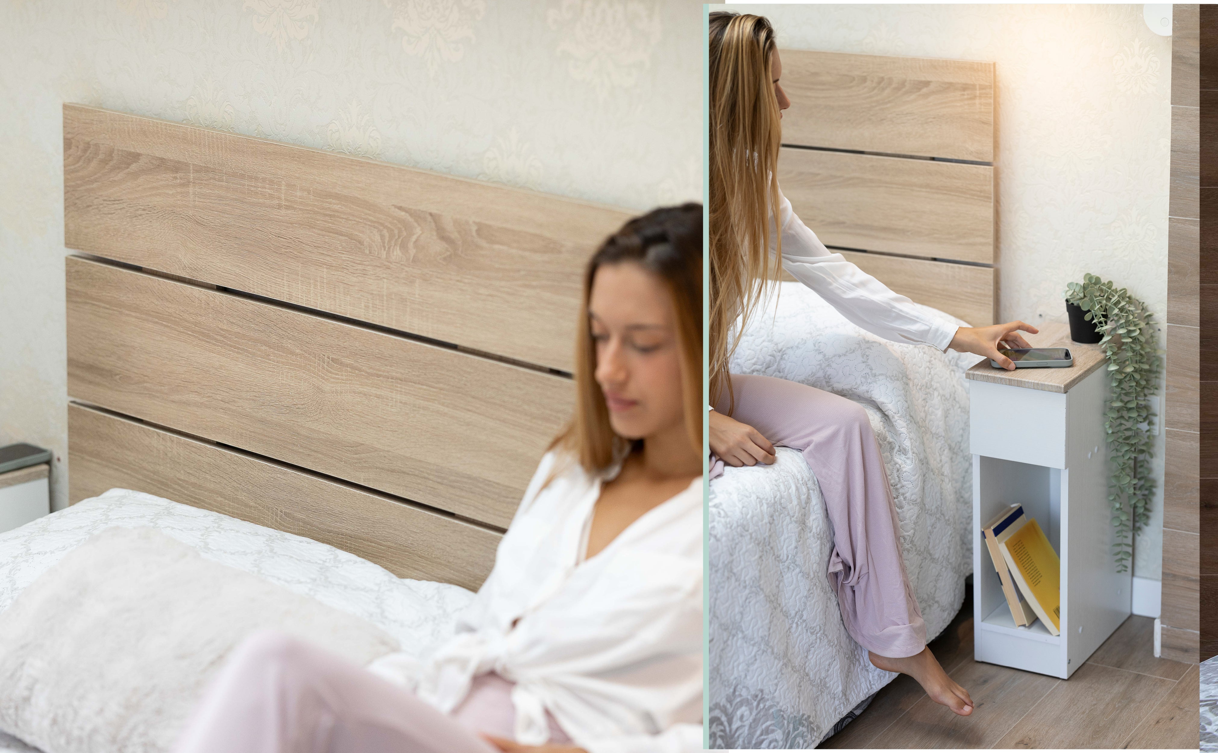 DUPI Cabecero Aitana de Madera para Cama de 150 cm – Estilo Nórdico, 160x59 cm, Fácil de Instalar – Color Taupé - 5