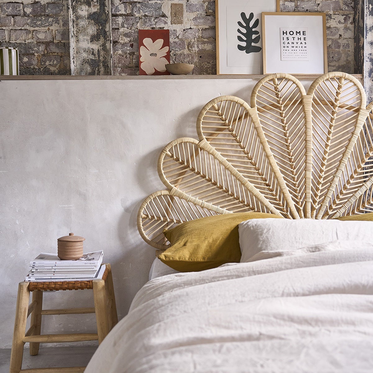 Tête de lit bohème en rotin L140 - 3