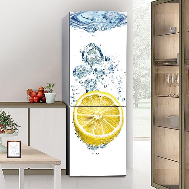 Adesivo para geladeira que cobre toda a porta, adesivos de parede com aparência de couro para decoração de cozinha.