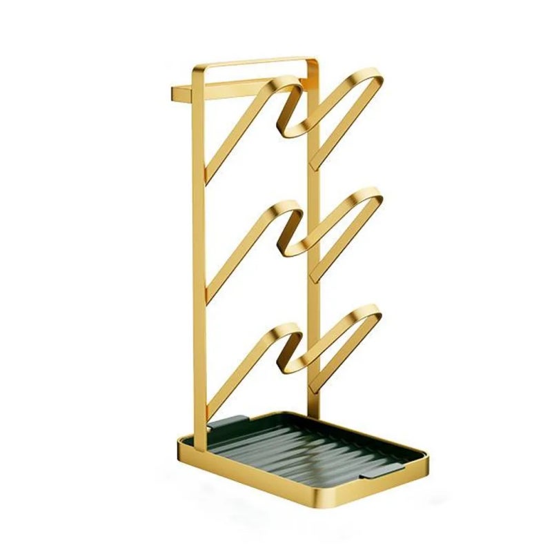 Stojak na pokrywki ze stali nierdzewnej – 3 poziomy – organizer kuchenny do przechowywania – z uchwytem na noże i tacką ociekową