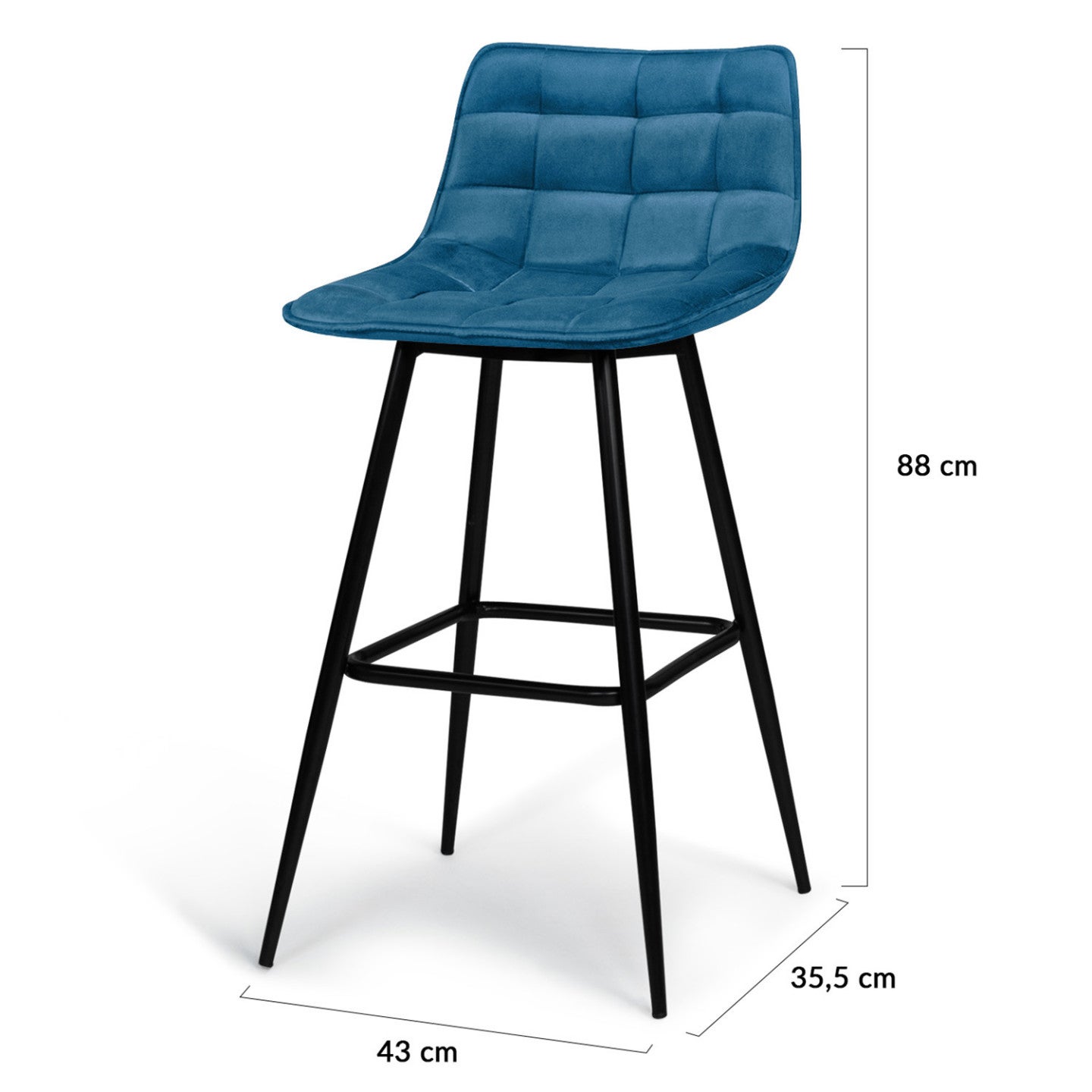 Lot de 4 tabourets de bar MADY en velours bleu - 4
