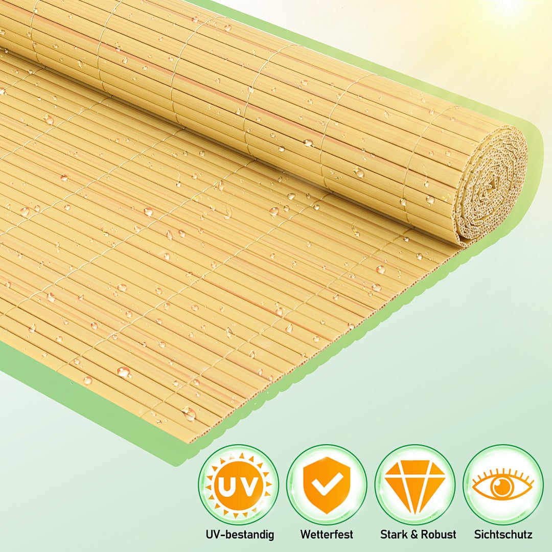 Mata PVC do użytku zewnętrznego – Ochrona przed wiatrem i promieniami UV, łatwa w czyszczeniu Bambus 80 x 400cm