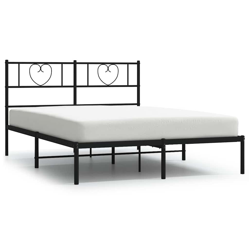 Łóżko Metalowe Czarne Rama Łóżka Ze Stelażem Do Sypialni Pokoju 135x190 cm
