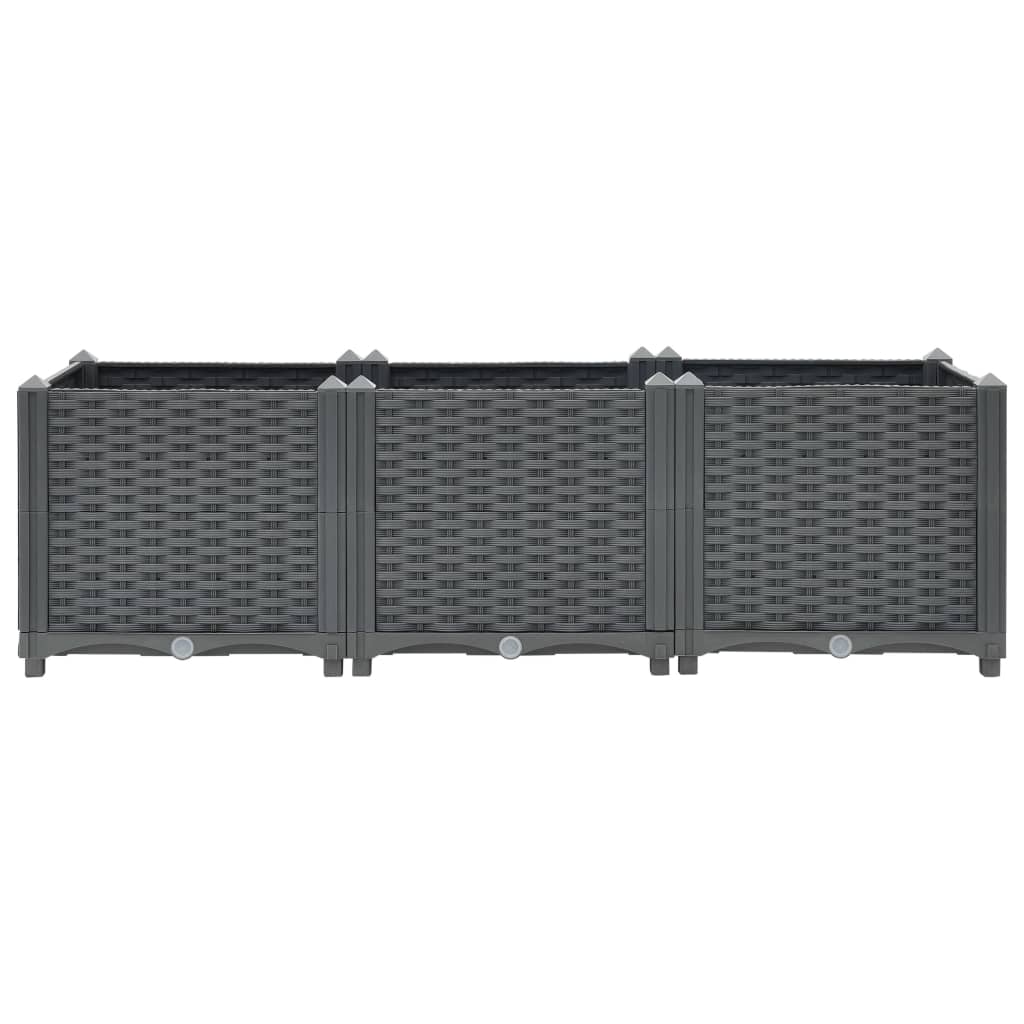 Fioriera rialzata piante fiori giardino 120 x 40 x 38 cm polipropilene grigio scuro 02_0000905 - 3