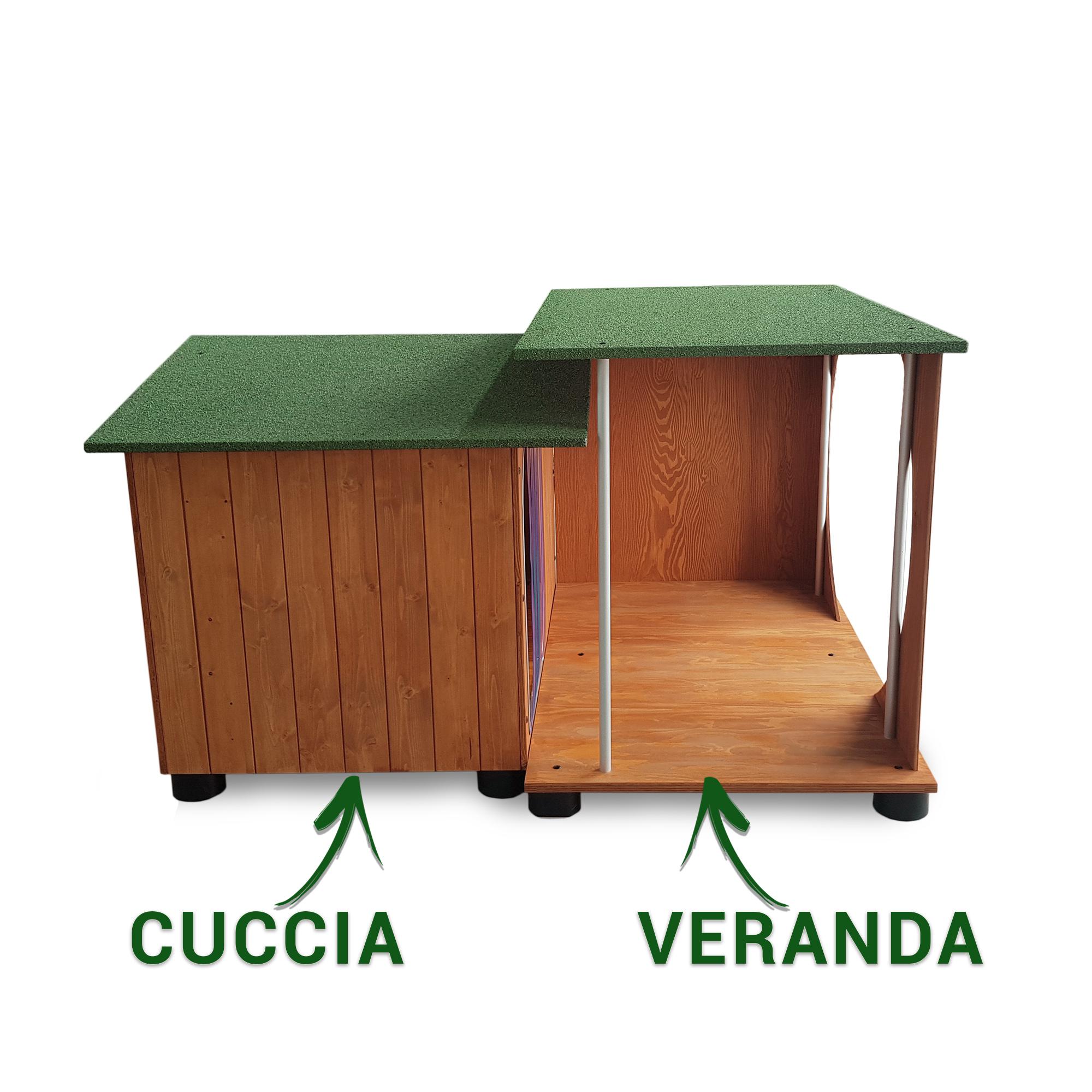 Veranda in Legno per Cuccia Universale da Esterno Terrazzo Coperto Verde DD - 102x67xH98 - 4