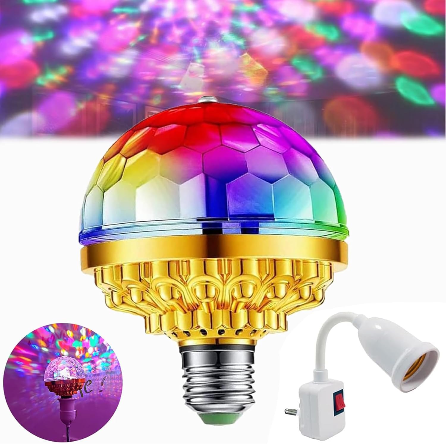 Obrotowe światła dyskotekowe 360°, efekty świetlne RGB, kula dyskotekowa do domu, lampa sceniczna Magic Ball na imprezy DJ-skie w pomieszczeniach