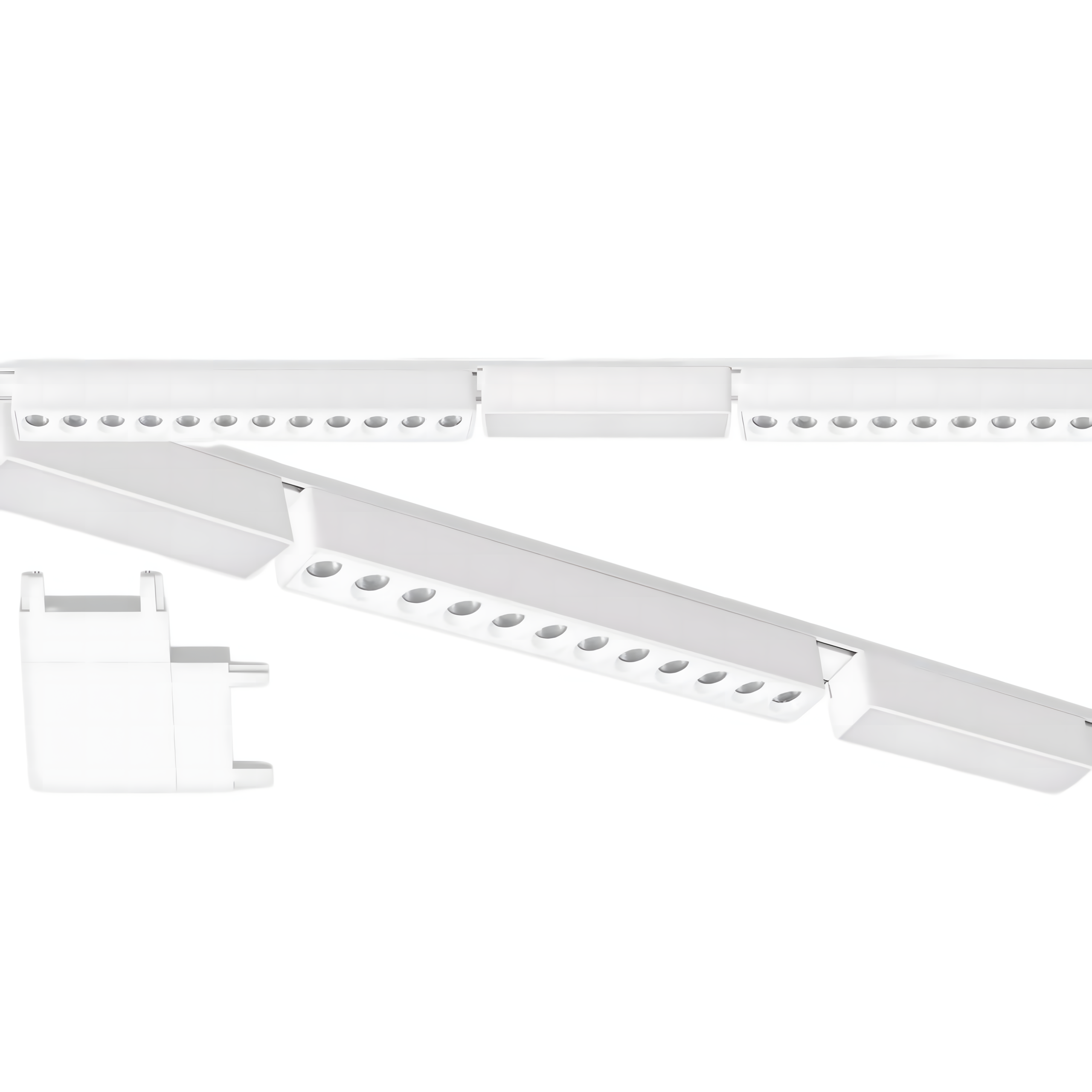 Zestaw oświetlenia szynowego LED Biały system magnetyczny na szynę 2 x listwa 1m + 6 lamp LED + łącznik kątowy LEDHOFF
