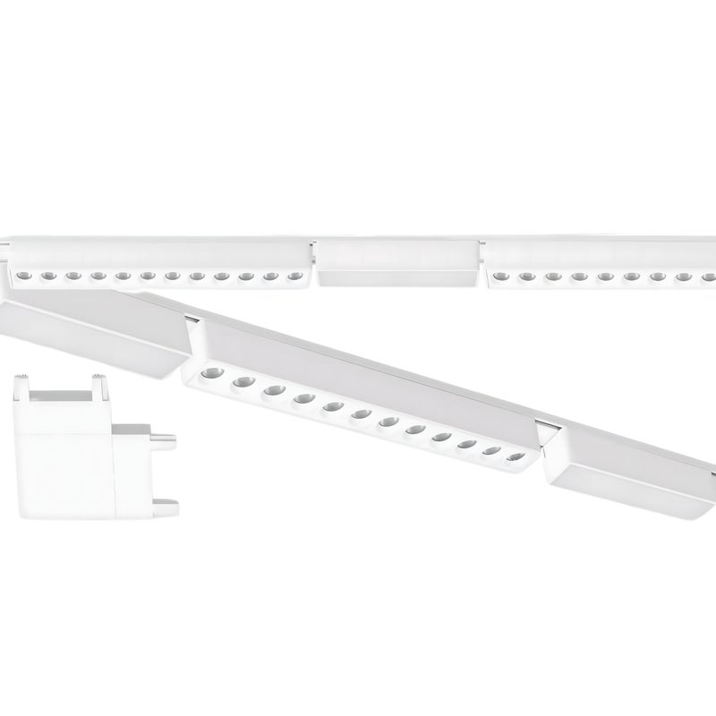 Zestaw oświetlenia szynowego LED Biały system magnetyczny na szynę 2 x listwa 1m + 6 lamp LED + łącznik kątowy LEDHOFF