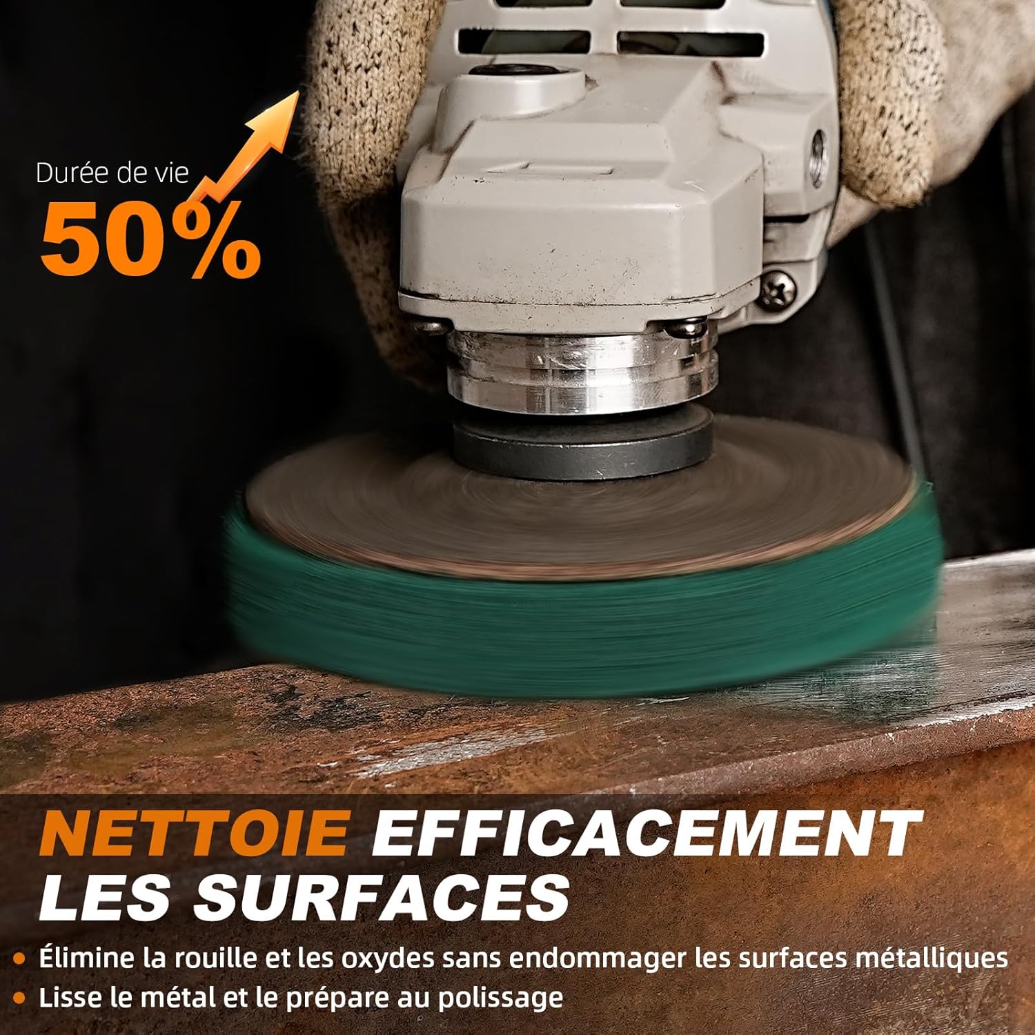 Lot de 6 Disque de Ponçage à Lamelles en Fibre de Nylon, 12.5 x 2.2 cm，180 Grit Roue de Polissage pour Meuleuse d'angle,Pour le nettoyage,l'ébavurage - 5