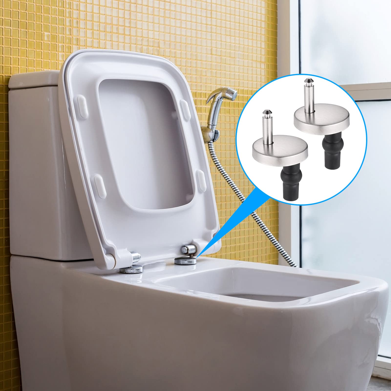 2Pcs Fixation Abattant WC,Charnières Siège de Toilette Universelles à Dégagement Rapide,Kit de Fixation Abattant Wc Toilette Siège avec Vis - 3