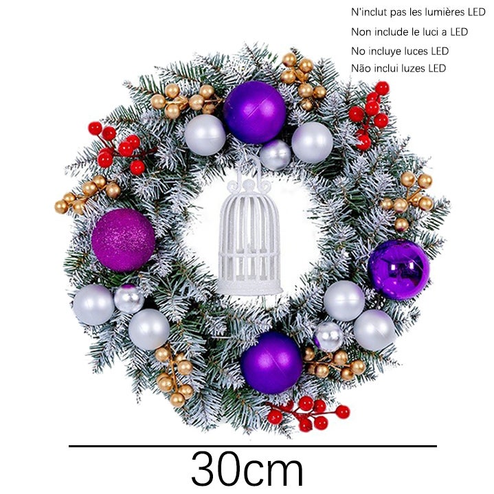 Grinalda de natal de 30cm, decorações de natal, grinalda de natal artificial, decoração de árvore de natal, material de decoração de natal - 3