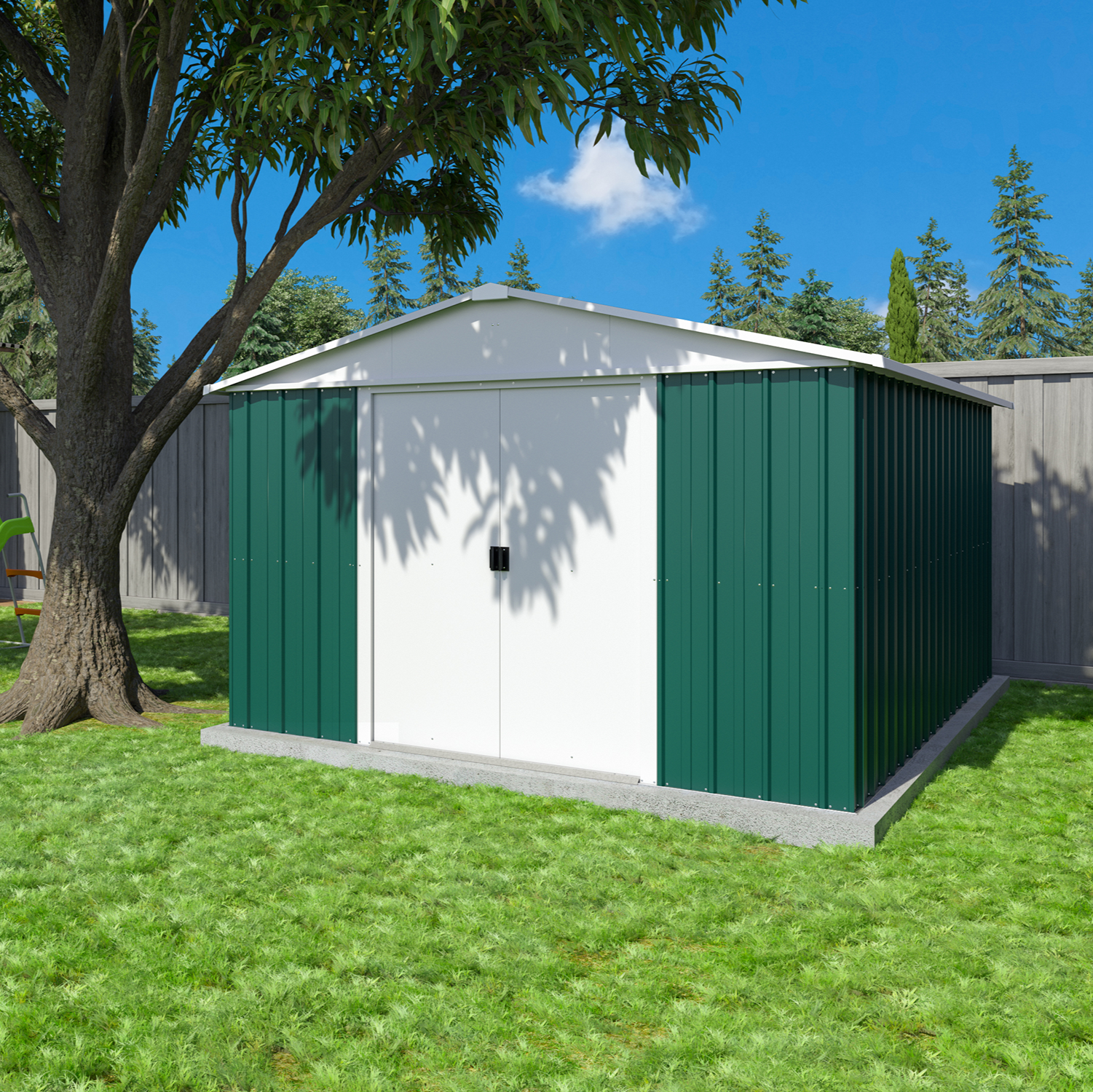 Abri de jardin en métal vert - 12 m² - 5