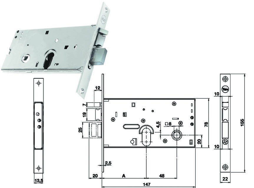 Serrure de sécurité EDM 85379 40 mm Automatique Satiné nickel main image 1
