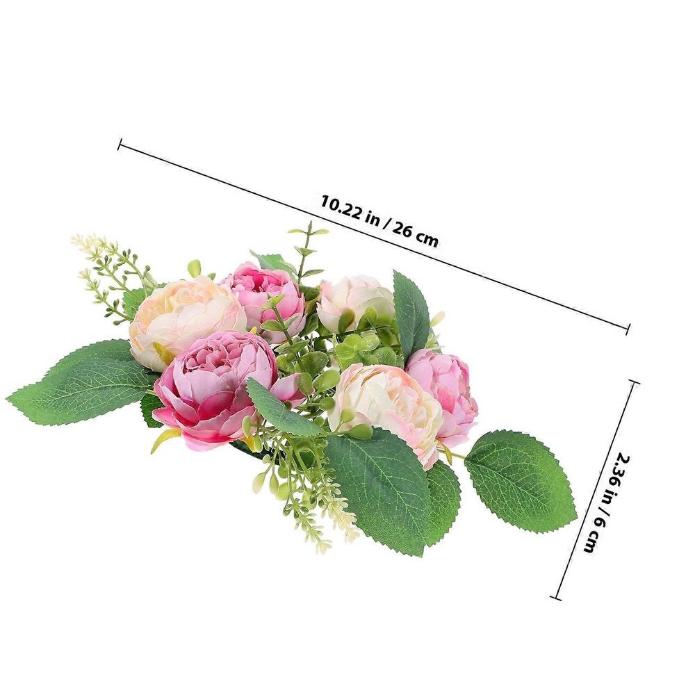 Couronne de bougie avec fleurs de pivoine artificielles, anneau ...