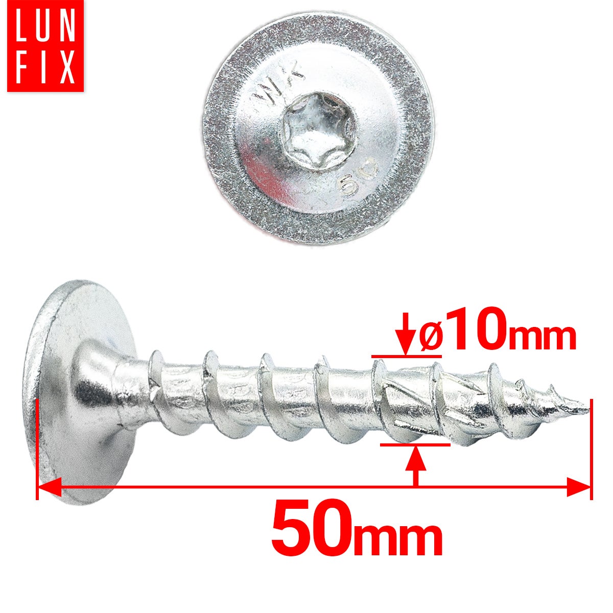 Wkręty do podstaw słupa 10x50mm srebrne 6szt. - 2