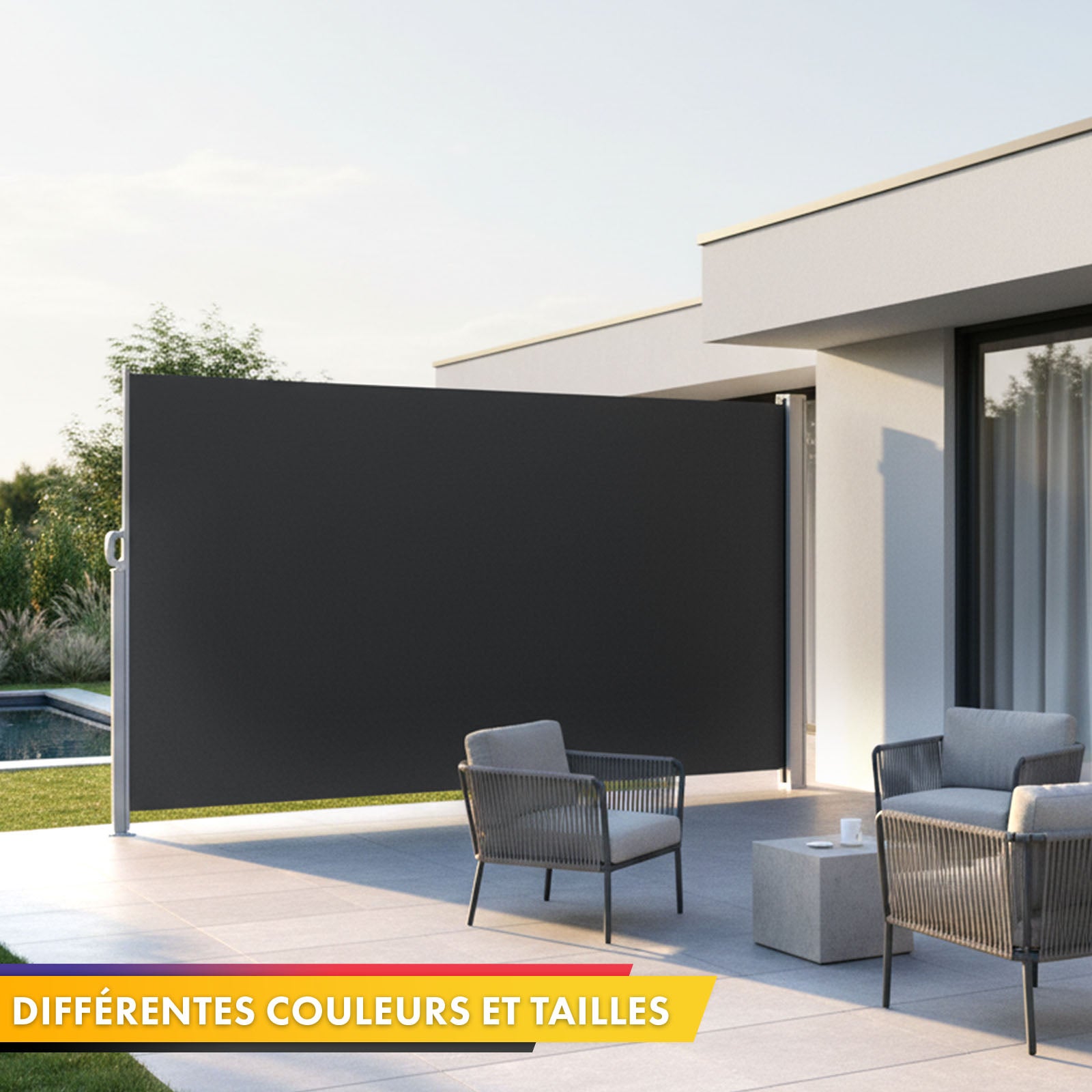 Toldo lateral exterior cortavientos para terraza, estructura de aluminio, Antracita 140 x 300 cm - 5