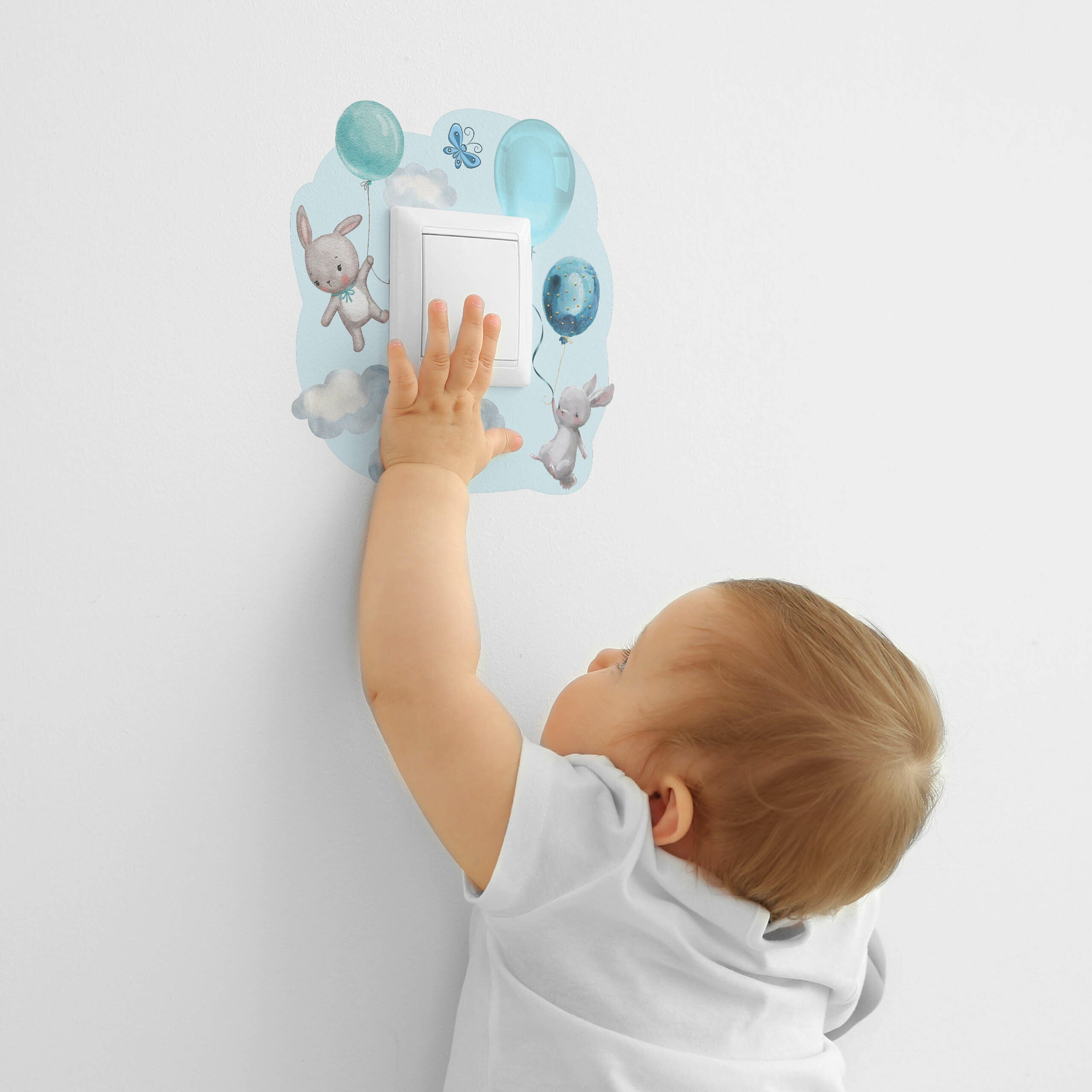 Adesivo per Interruttore CONIGLI Nuvole Palloncini 20x20 cm - 5