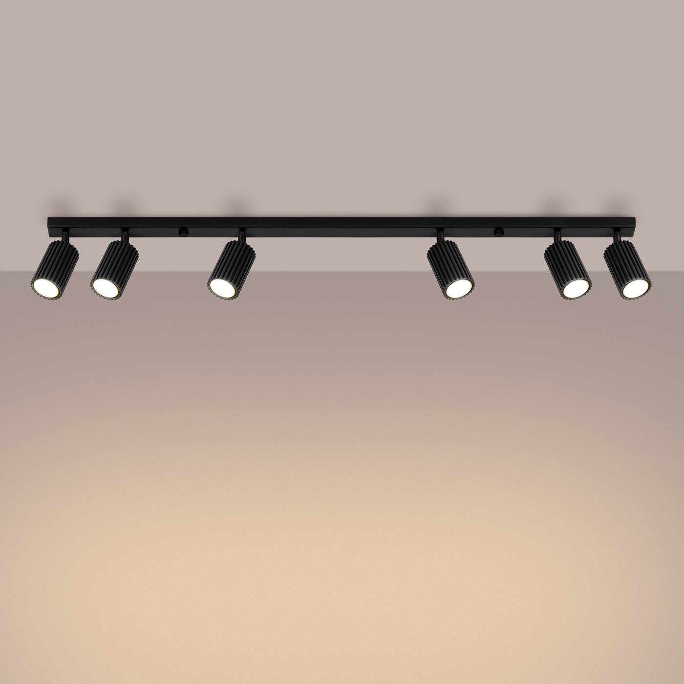 Plafon GLOOW 6L czarny LED 3000K - 117x6.5x16.5cm Sollux