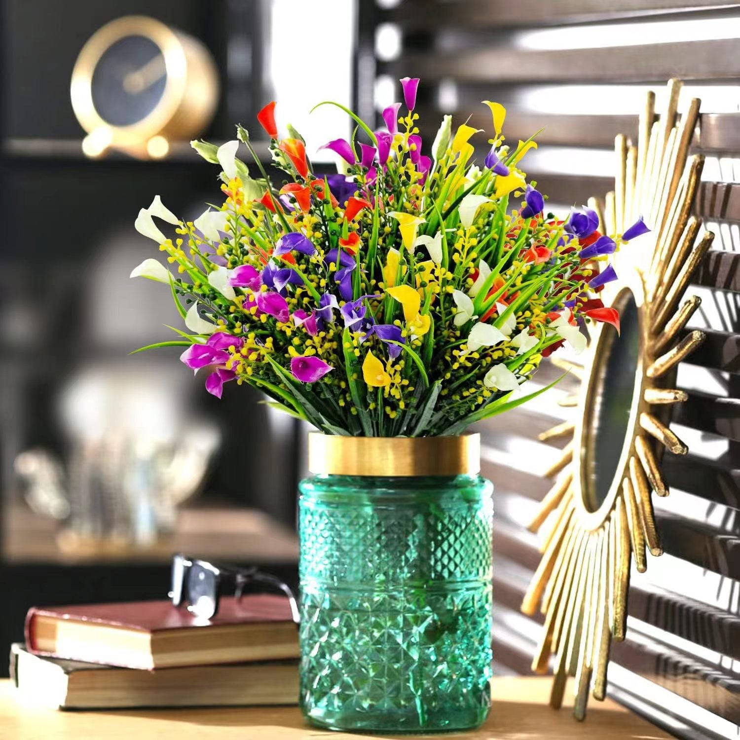 Lot de 20 plantes artificielles décoratives d'extérieur, bouquet de simulation de lys calla en plastique - 8