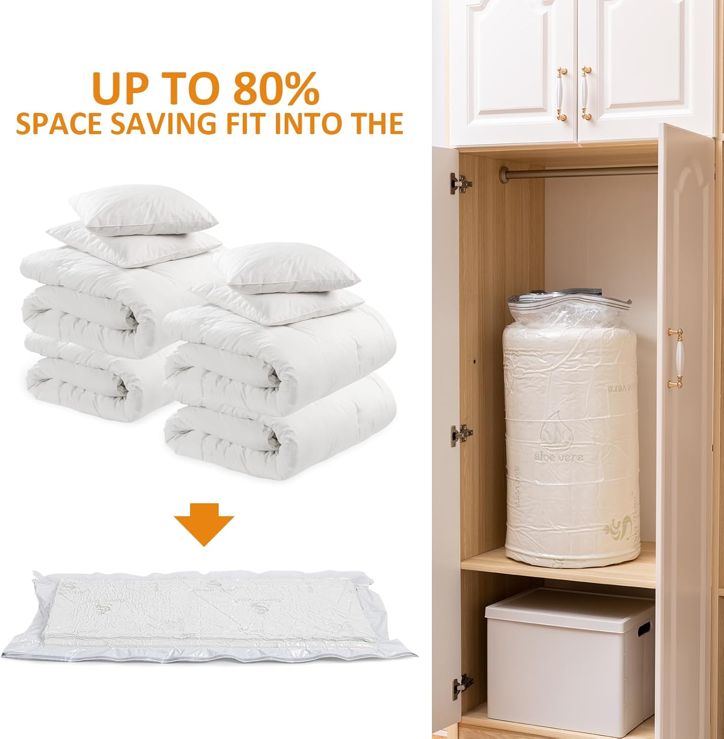 Grand sac de rangement sous vide pour matelas, vêtements, matelas compressé à 80 %, pas besoin de pompe à vide (220 x 100 cm) - 7