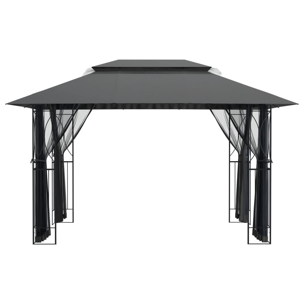 Gazebo con Pareti Laterali Antracite 400x300x270 cm Acciaio vidaXL - 5