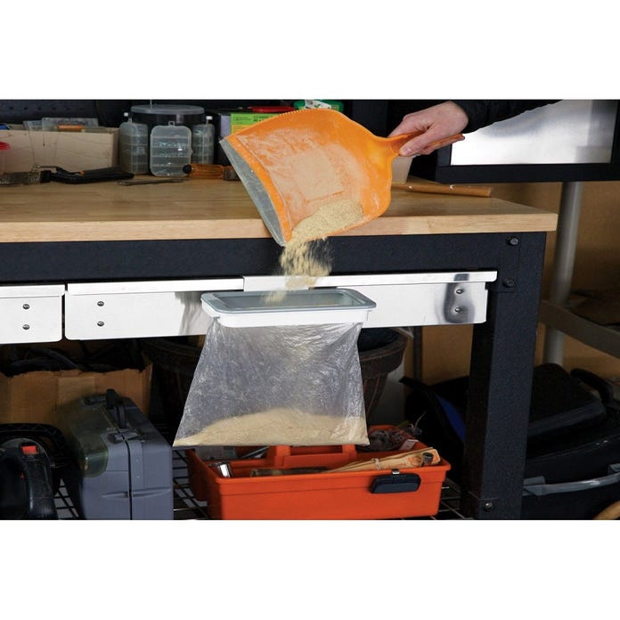 Supporto Per Sacchetti Di Plastica Cromato Con Cassetto In Legno (28.5x15.2x53.3 Cm) - Organizzatore Per Cassa
