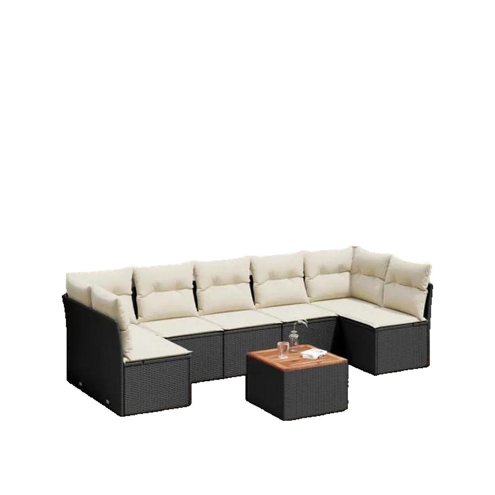 Zestaw mebli ogrodowych vidaXL modułowy rattan czarny 8 sztuk