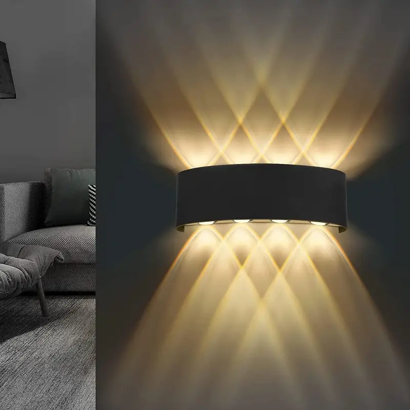 Lampa ścienna LED do użytku wewnętrznego i zewnętrznego Aluminiowa lampa ogrodowa Lampa ścienna z diodami LED Wodoodporna światło ciepłe K