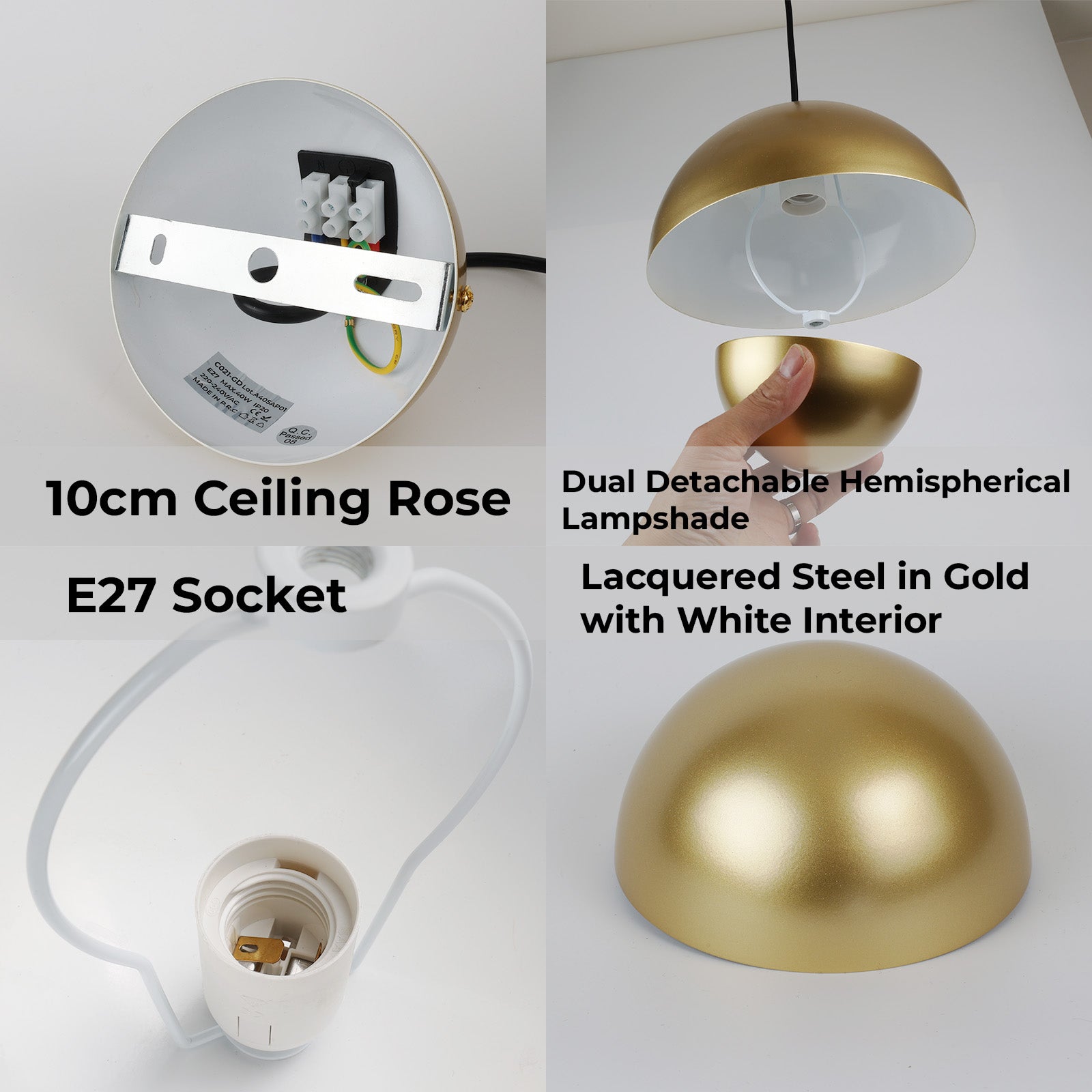 Suspension Plafonnier Lustre Floral Doré E27 avec Design 