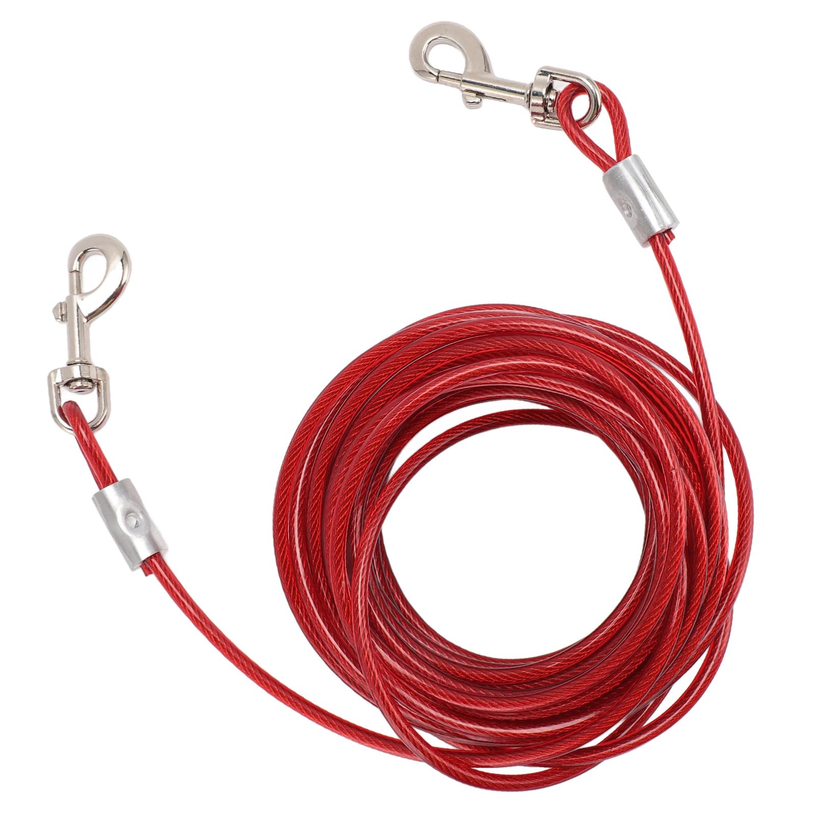 Cabo de amarração de aço para cães, cabeça dupla, resistente a mordidas (6 mm x 5 m / 16,4 pés). - 5