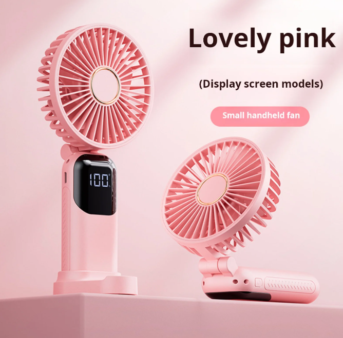 WHATOOK Ventilateur Turbo Portable Puissant : 13500 tr/min Refroidissement Instantané,Recharge USB Rapide 2H,Mini Ventilateur à main Personnel avec 5 Vitesses,Écran HD pour Voyage/Sport/Plage(Rose
