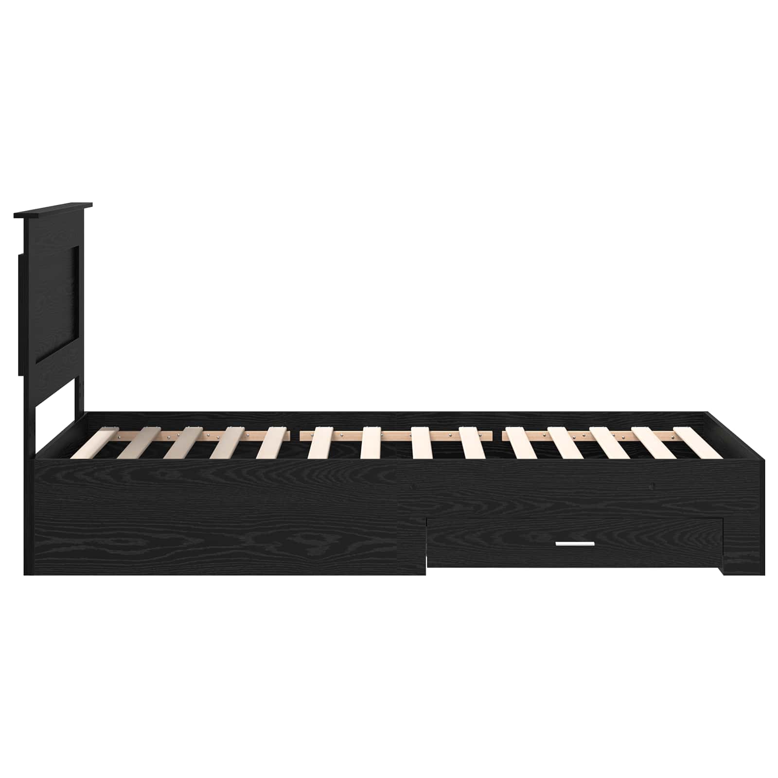 Cadre de lit chêne noir 90 x 190 cm en panneau de bois - 8