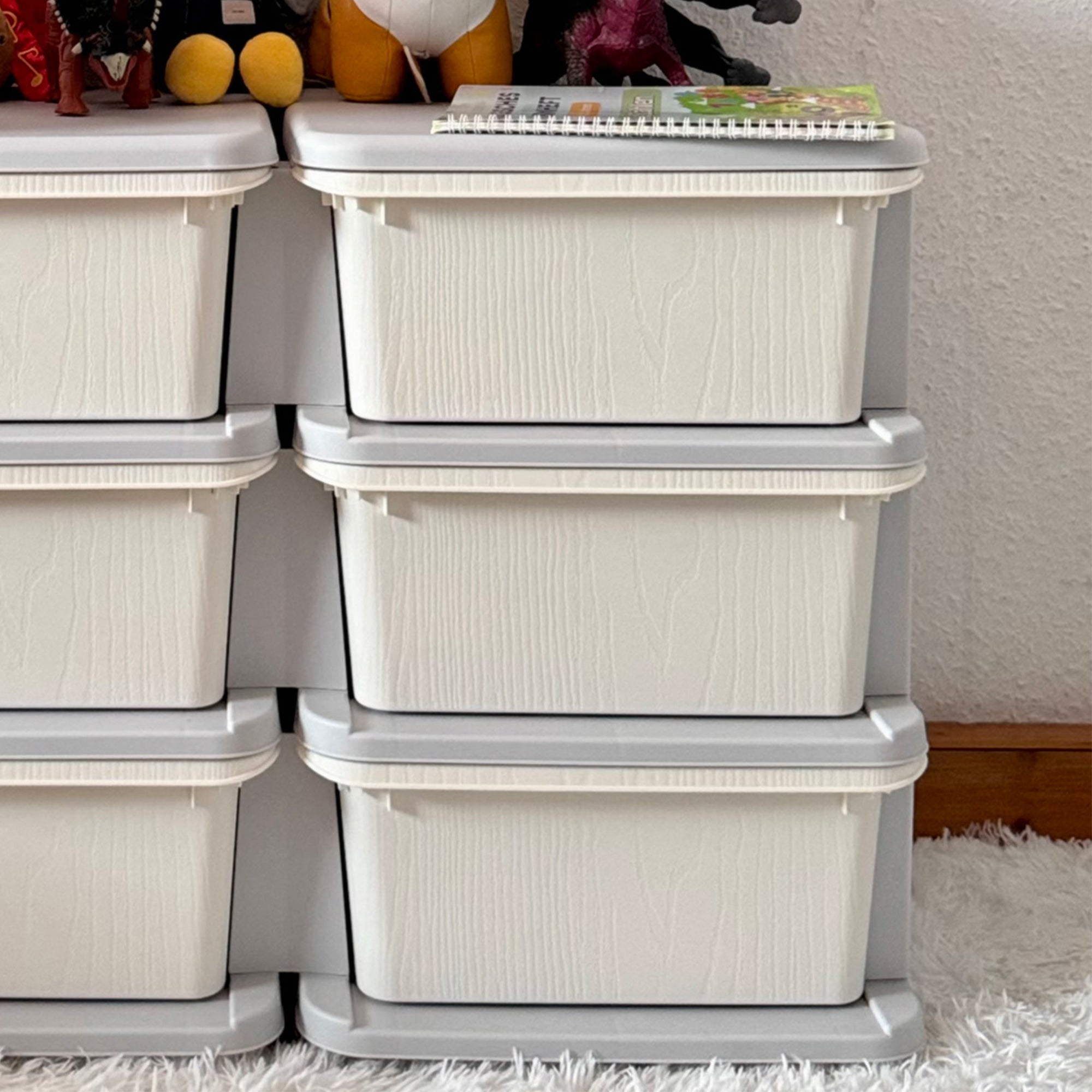 Organizador de Brinquedos HOMCOM PP Creme e Cinza 75x37x56.5 cm 311-053V00CW - 4