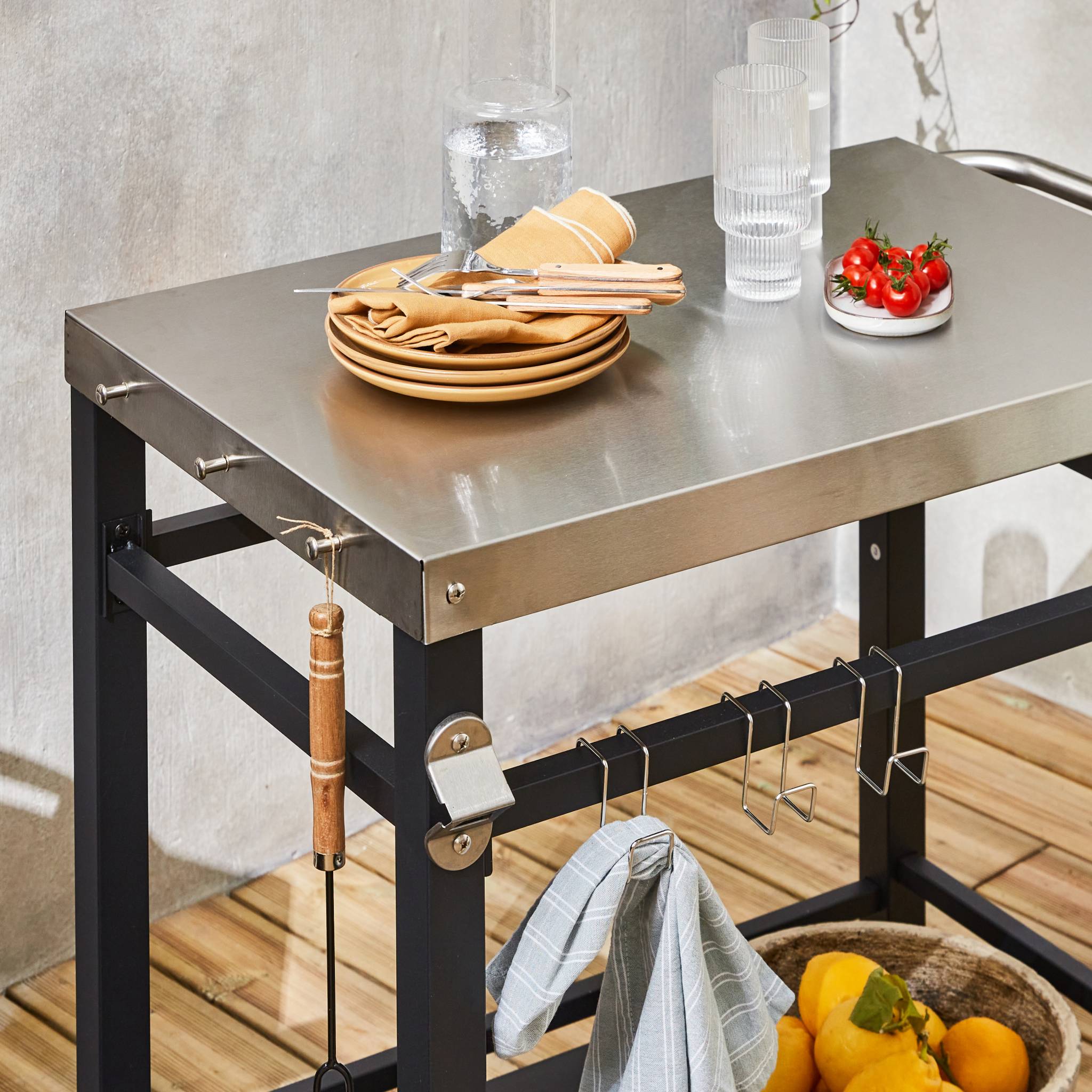 Carrello per barbecue, Nero - 6