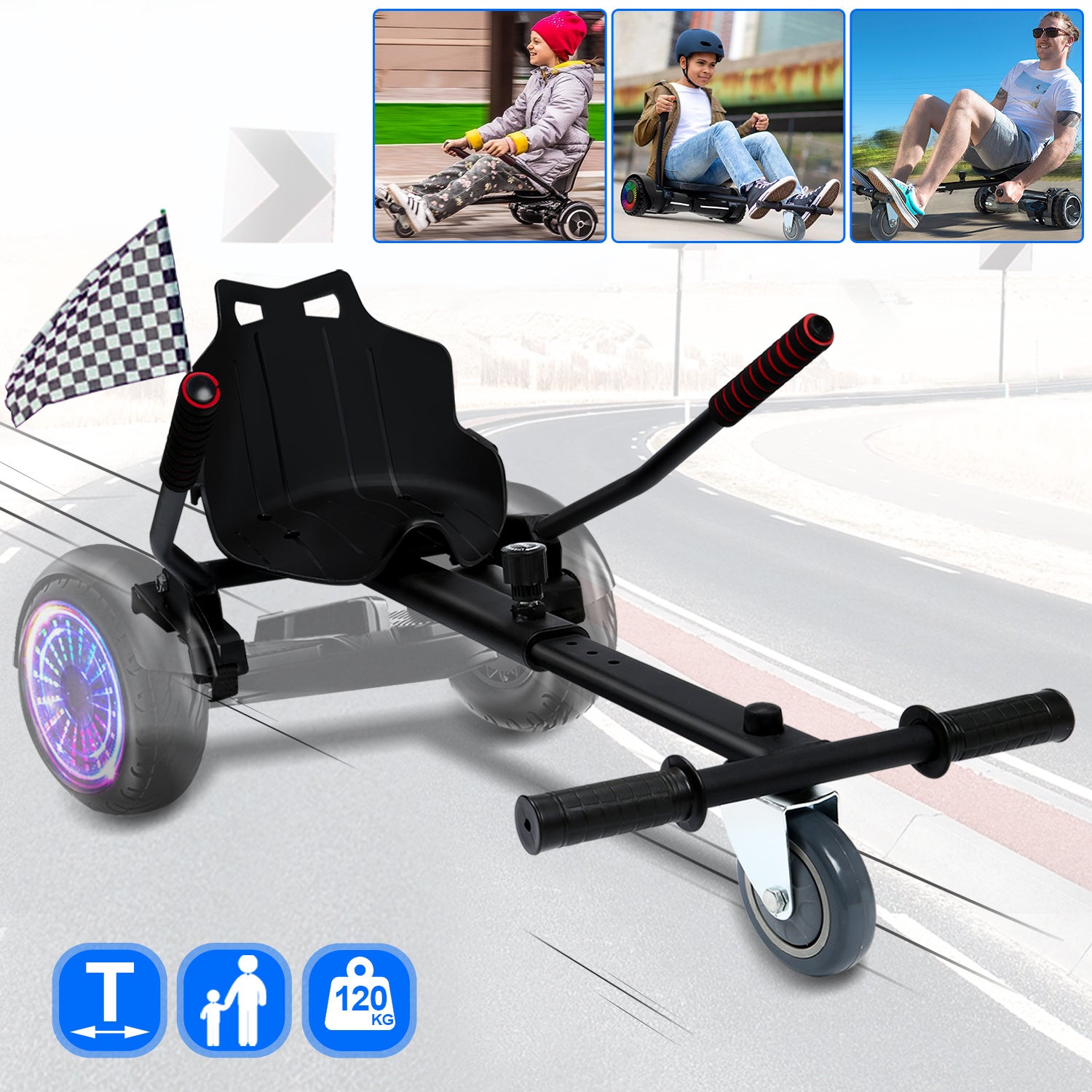 Hoverboard Wózek z siedziskiem Hoverseat do gokarta z siedziskiem GoKart o wymiarach 6,5–10 cali