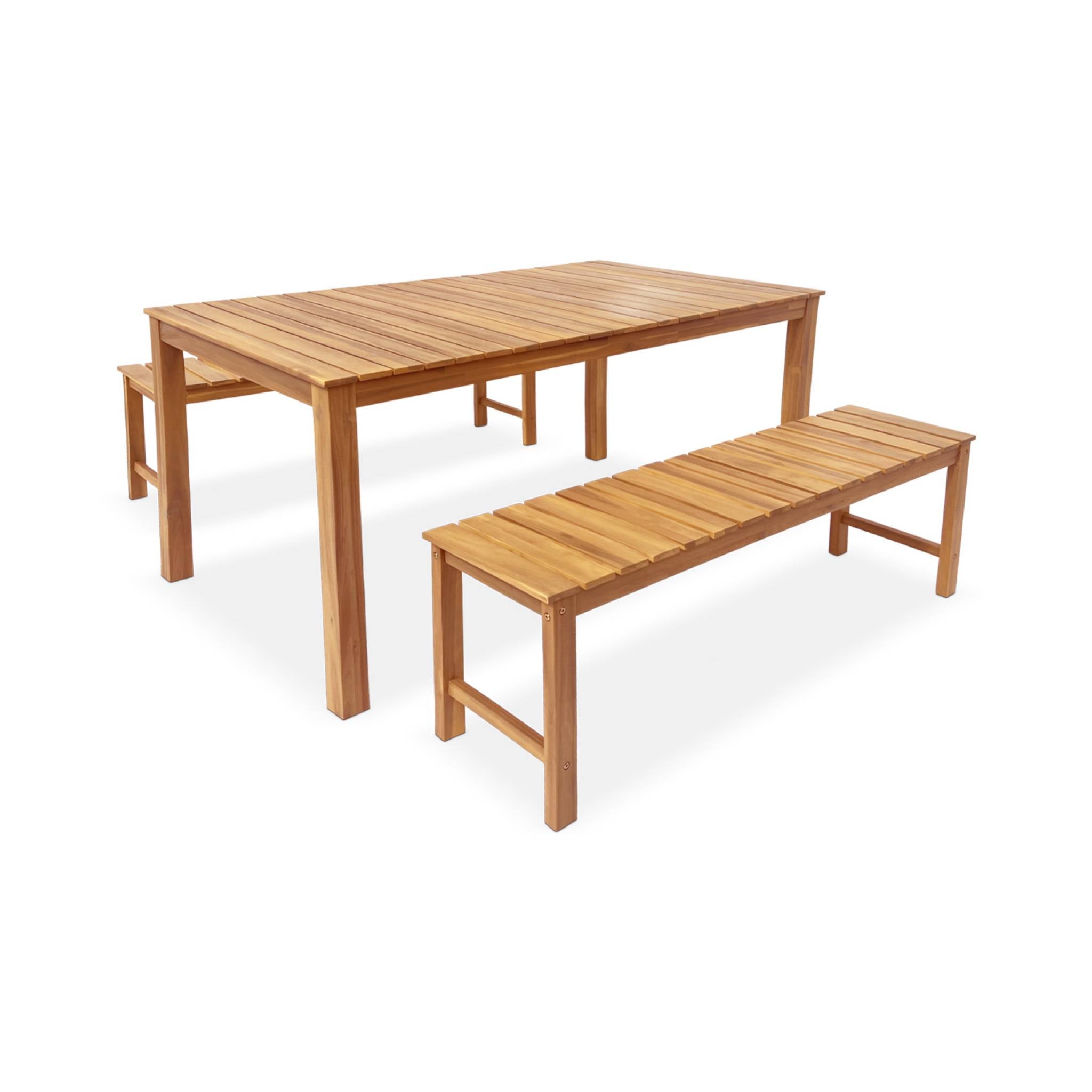 Banc 2 - 3 places en acacia du Vietnam. bois clair. intérieur / extérieur. 140cm CARTAMA BANC - 5