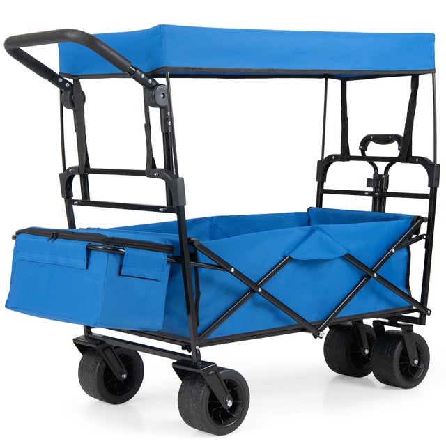 Chariot De Plage Pliable DIDITIME - Poignée D Réglable, Roues Silencieuses Avec Freins, 80 Kg, Tout-Terrain