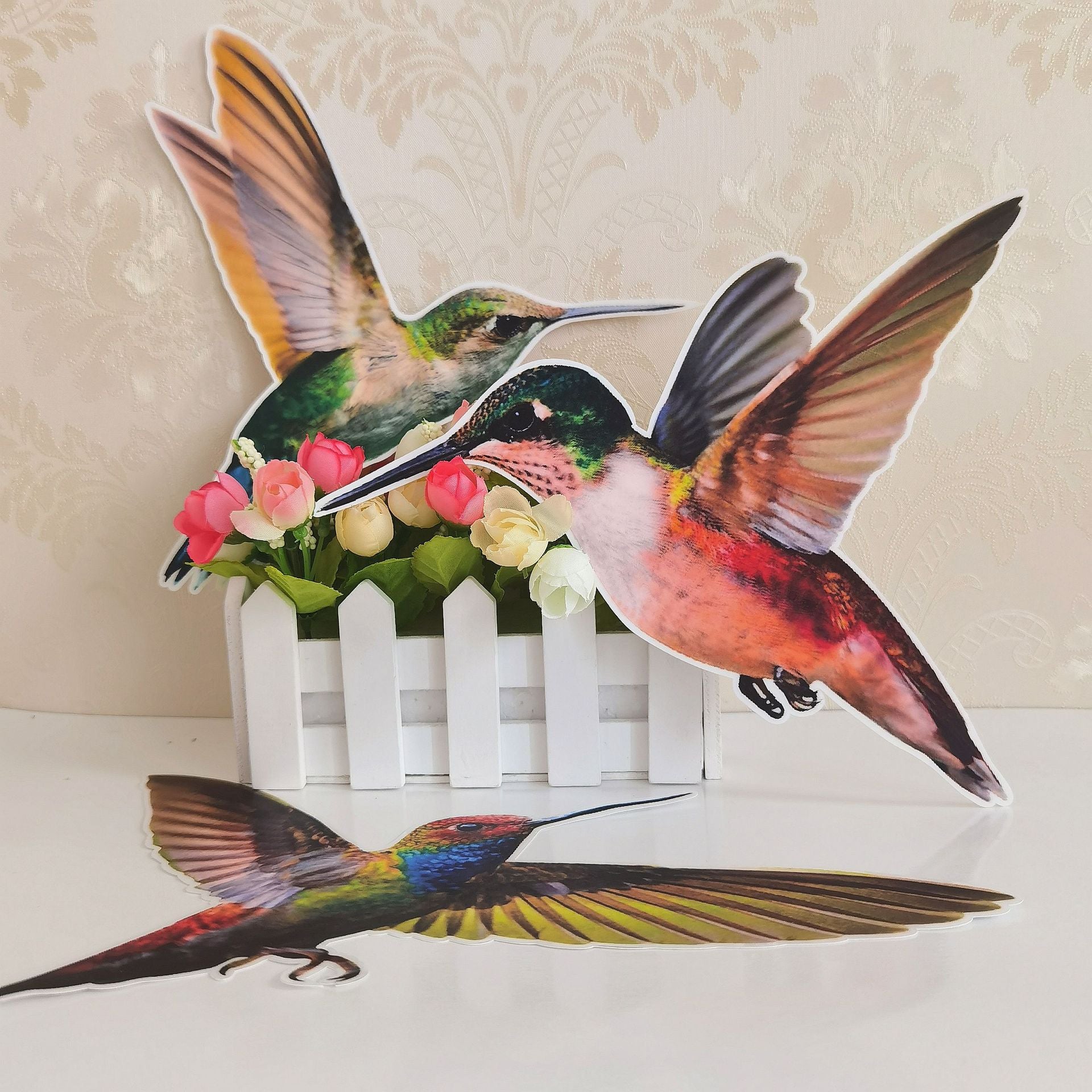 Lot de 12 autocollants anti-collision pour fenêtre, motif colibri, motif oiseau, décoration pour verre - 6