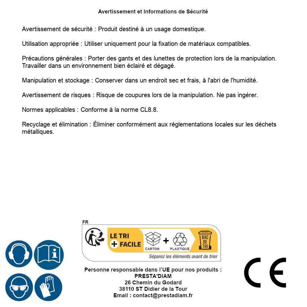 50 Vis Métaux Tête Hexagonale F/Total 16 x 35 mm - 4017 - 8.8 - Zingué blanc - D-Work - 3